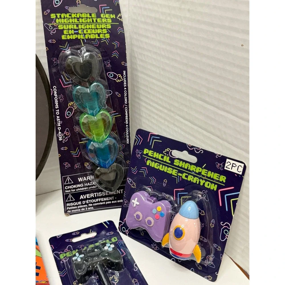 Gamer Stationery‎ Set Clipboard Composition Notebook Highlighters Sharpener New